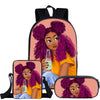 3Pcs/Set Children Cute School Bags for Kids Black Girl Magic Afro Lady Printing Backpack Teenagers Shoulder Book Bag Pencil Case