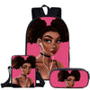 3Pcs/Set Children Cute School Bags for Kids Black Girl Magic Afro Lady Printing Backpack Teenagers Shoulder Book Bag Pencil Case