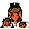 3Pcs/Set Children Cute School Bags for Kids Black Girl Magic Afro Lady Printing Backpack Teenagers Shoulder Book Bag Pencil Case