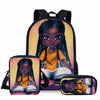 3Pcs/Set Children Cute School Bags for Kids Black Girl Magic Afro Lady Printing Backpack Teenagers Shoulder Book Bag Pencil Case