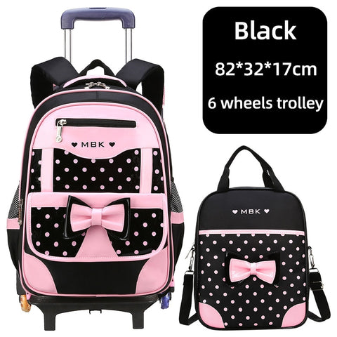 High Quality School Backpack Trolley Backpack With Wheels Waterproof School Bags For Teenage Girls Luggage Bag Children Kid Bags