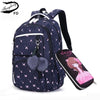 FengDong 2pcs/set kids school backpack children school bags for girls cute pen pencil bag student stationery case girl book bag