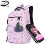 FengDong 2pcs/set kids school backpack children school bags for girls cute pen pencil bag student stationery case girl book bag