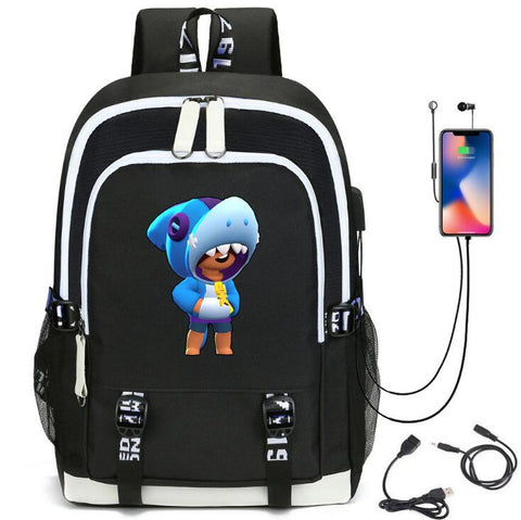 Hot Game Backpack Cartoon Leon Bag Travel Backpack USB Charging Backpack With Headphones Hole Student Bag