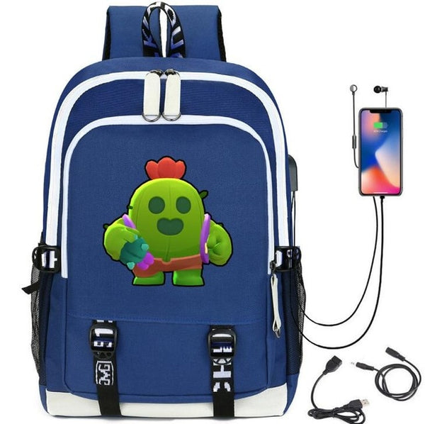 Hot Game Backpack Cartoon Leon Bag Travel Backpack USB Charging Backpack With Headphones Hole Student Bag