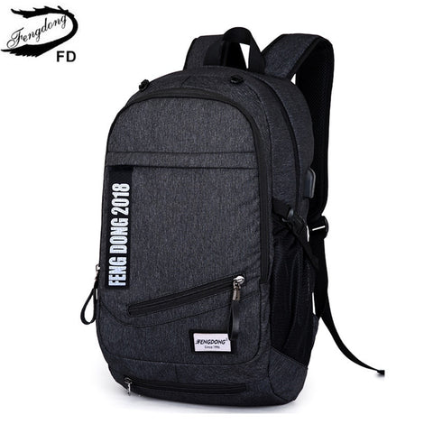 FengDong high school bags for boys student sports backpack men multifunctional travel laptop backpack usb bag college backpack