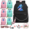 Kawaii Stitch Bag Zipper Sac A Dos USB Charging Mochila Pink Backpack Women Kpop School Bags for Teenage Girls Harajuku Student