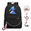 Kawaii Stitch Bag Zipper Sac A Dos USB Charging Mochila Pink Backpack Women Kpop School Bags for Teenage Girls Harajuku Student