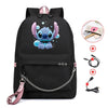 Kawaii Stitch Bag Zipper Sac A Dos USB Charging Mochila Pink Backpack Women Kpop School Bags for Teenage Girls Harajuku Student