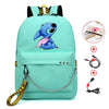 Kawaii Stitch Bag Zipper Sac A Dos USB Charging Mochila Pink Backpack Women Kpop School Bags for Teenage Girls Harajuku Student