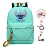 Kawaii Stitch Bag Zipper Sac A Dos USB Charging Mochila Pink Backpack Women Kpop School Bags for Teenage Girls Harajuku Student