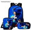 Twoheartsgirl Cartoon School Bag Set for Kids Boys Sonic the Hedgehog School Backpack Elementary Primary Child Kids Book Bags