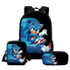 Twoheartsgirl Cartoon School Bag Set for Kids Boys Sonic the Hedgehog School Backpack Elementary Primary Child Kids Book Bags