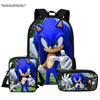 Twoheartsgirl Cartoon School Bag Set for Kids Boys Sonic the Hedgehog School Backpack Elementary Primary Child Kids Book Bags