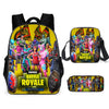 Unisex Men School Backpack Student  Rucksack Fortnite Cartoon Anime Bookbag Zipper Schoolbag Shoulder Bag Pencil Bag 3pcs Set