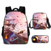 Unisex Men School Backpack Student  Rucksack Fortnite Cartoon Anime Bookbag Zipper Schoolbag Shoulder Bag Pencil Bag 3pcs Set