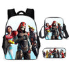 Unisex Men School Backpack Student  Rucksack Fortnite Cartoon Anime Bookbag Zipper Schoolbag Shoulder Bag Pencil Bag 3pcs Set