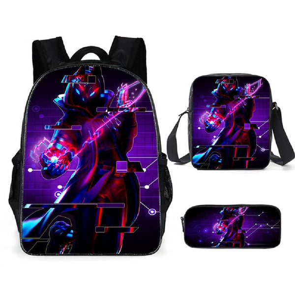 Unisex Men School Backpack Student  Rucksack Fortnite Cartoon Anime Bookbag Zipper Schoolbag Shoulder Bag Pencil Bag 3pcs Set