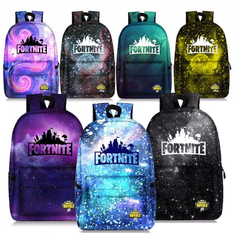 Starry Sky Canvas Backpack Fortnites Game Knapsack Men Women Unisex Rucksack Student Bookbag Multicolor Letter Printed Schoolbag