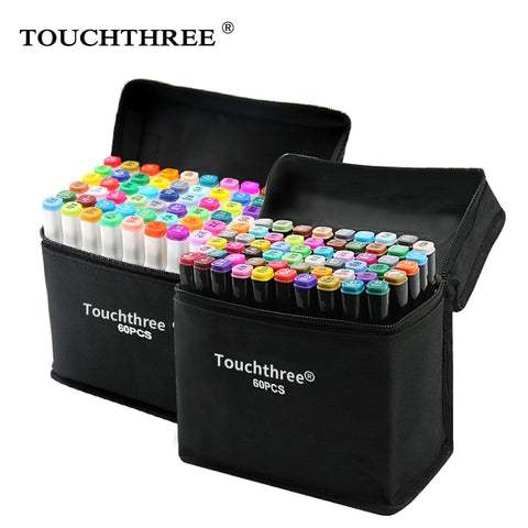 Touchthree 36/48/60/80/168 Colors Markers Set Manga Drawing Markers Alcohol Based Sketch Felt-Tip Brush Pen Art Supplies