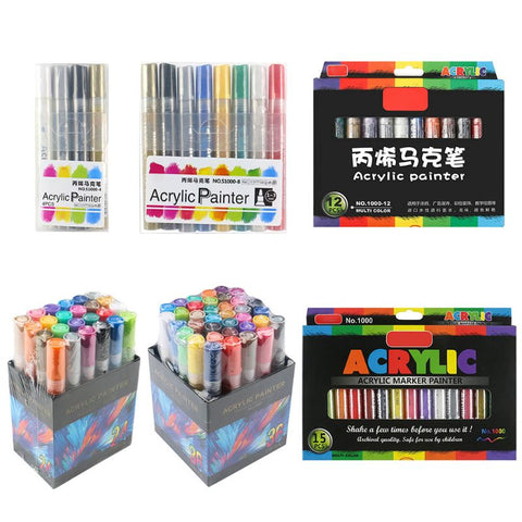 4/8/12/15/24/36 Colors Acrylic Paint Marker Pen Detailed Marking for DIY Album QX2B