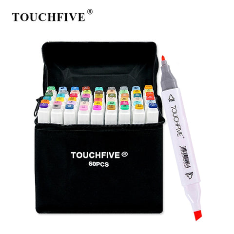 TouchFIVE 30/40/60/80 Color Felt-Tip Markers Manga Drawing Markers Pen Alcohol Based Sketch Oily Twin Brush Pen Art Supplies