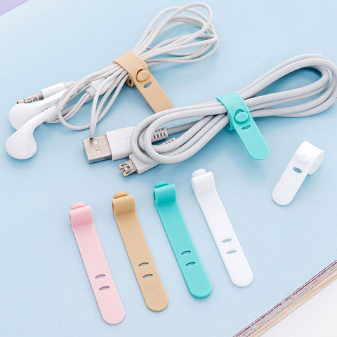 8pcs Solid Color Cable Winder Organizer Desk Set Wire Data Line Holder Line Fixer Winder Wrap Cord Desk Accessories Stationary