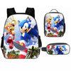 3PCs/Set Children's School Backpack Sonic The Hedgehog Kids School Bags Cartoon Animal Design Teenagers Book-Bags Set