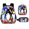 3PCs/Set Children's School Backpack Sonic The Hedgehog Kids School Bags Cartoon Animal Design Teenagers Book-Bags Set