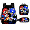 3PCs/Set Children's School Backpack Sonic The Hedgehog Kids School Bags Cartoon Animal Design Teenagers Book-Bags Set