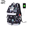 Fengdong school bags for girls cute butterfly pattern backpack usb charge book bag plush ball decoration kids school backpack