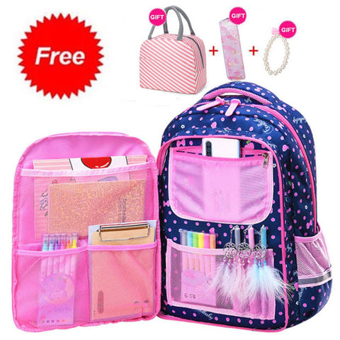 Cute Dot Prints School Backpacks Girls School Bags Kids Bookbags Waterproof Nylon Primary School Student Satchel Schoolbag