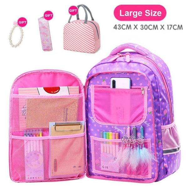 Cute Dot Prints School Backpacks Girls School Bags Kids Bookbags Waterproof Nylon Primary School Student Satchel Schoolbag