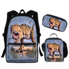 Twoheartsgirl 3in1Set 3D Animal Dinosaur Printed Bookbags Cool Jurassic Park Boys Backpack Teenager Children Student Schoolbags