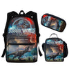 Twoheartsgirl 3in1Set 3D Animal Dinosaur Printed Bookbags Cool Jurassic Park Boys Backpack Teenager Children Student Schoolbags