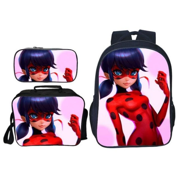 Disney Schoolbag Sets Hot Ladybug Children Schoolbag For Primary School Students Backpack With Lunch bag Pencil Case 3 Pcs Set