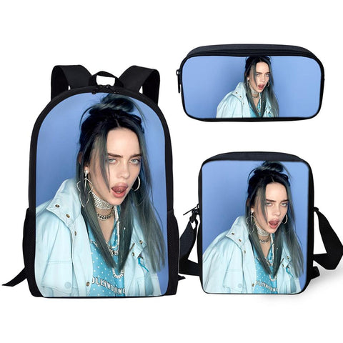 Backpack Kids Book-bags Billie Eilish Pattern School Bags Famouse Singer Design 3PC/Set Teenagers Shoulder Book Bag Mochila