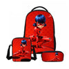 Disney schoolbag Cartoon ladybug backpacks student schoolbag baby girls shoulder book bags Large-capacity 3pcs/set