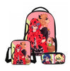 Disney schoolbag Cartoon ladybug backpacks student schoolbag baby girls shoulder book bags Large-capacity 3pcs/set