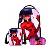 Disney schoolbag Cartoon ladybug backpacks student schoolbag baby girls shoulder book bags Large-capacity 3pcs/set