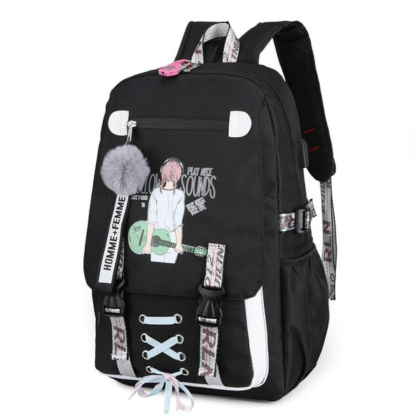 Large School Bags for Teenage Girls Usb with Lock Durable Breathable Printing Cute School Backpack Girls Solid Zipper Schoolbag