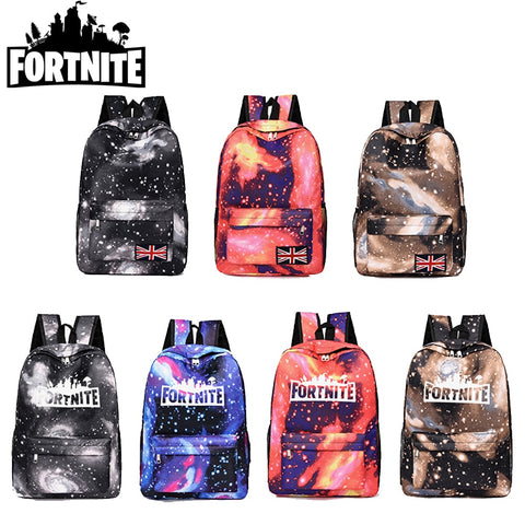 School Student Backpack Unisex Fortnites Backpack Men Women Starry Sky Canvas Knapsack Kid Bookbag Casual Travel Rucksack