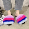 Women's Sandals 2020 Summer High Heels Vintage Plush Fur  Slippers Peep Toe Square Heel Wedges Sandals Shoes Zapatos Mujer