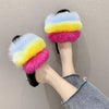 Women's Sandals 2020 Summer High Heels Vintage Plush Fur  Slippers Peep Toe Square Heel Wedges Sandals Shoes Zapatos Mujer