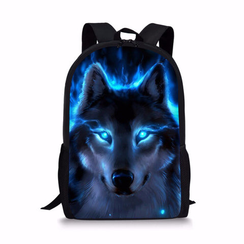 ThiKin Fashionable School Bags Cool Student Kids Bookbags Wolf Print Schoolbags mochila infantil Animal For Teenager Girls