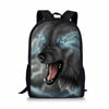 ThiKin Fashionable School Bags Cool Student Kids Bookbags Wolf Print Schoolbags mochila infantil Animal For Teenager Girls