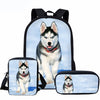 Funny 3D Dog Husky Print School Bags Boys Girls Backpack Set for Teenagers Middle School Student Book Shoulder Bag Kids Bagpack