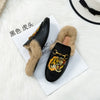 Hairy slippers women's outer wear autumn and winter Muller shoes 2020 new net red lazy shoes flat rabbit hair Baotou half slippe