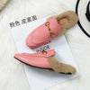 Hairy slippers women's outer wear autumn and winter Muller shoes 2020 new net red lazy shoes flat rabbit hair Baotou half slippe