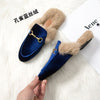 Hairy slippers women's outer wear autumn and winter Muller shoes 2020 new net red lazy shoes flat rabbit hair Baotou half slippe